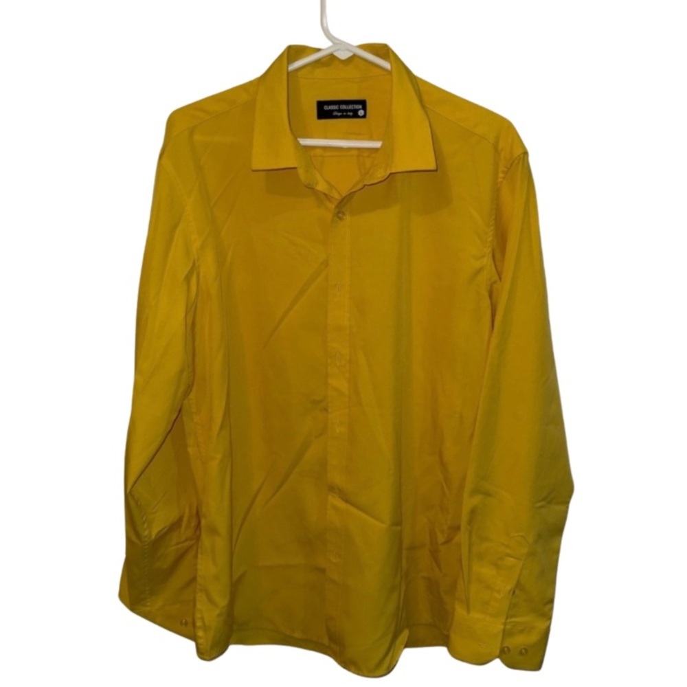 CLASSIC COLLECTION Men's Bold Yellow Dress Shirt
